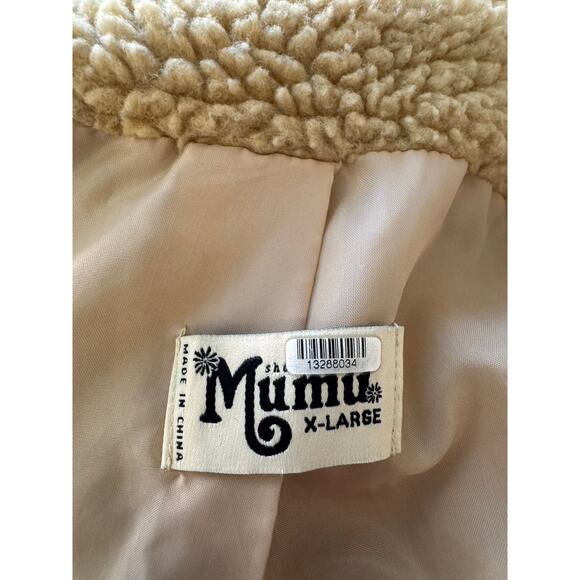 Show Me Your Mumu X RTR Beige Faux Shearling Cordella Jacket Size XL - Picture 9 of 10